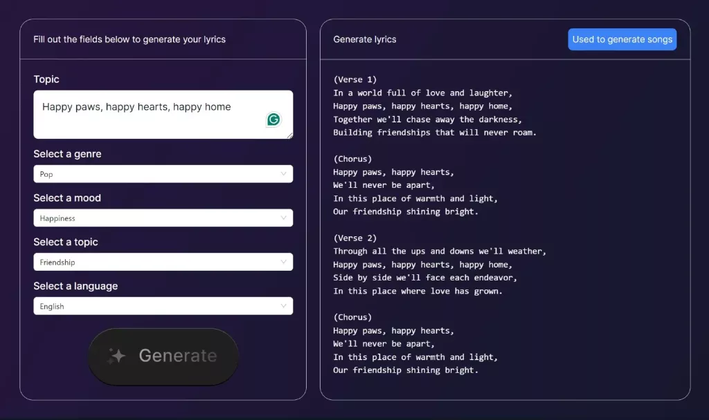 Song generated by Udio AI: ‘Happy Paws, Happy Hearts, Happy Home.