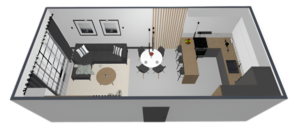 Kitchen design model from Planner 5D featuring modern furniture and layout