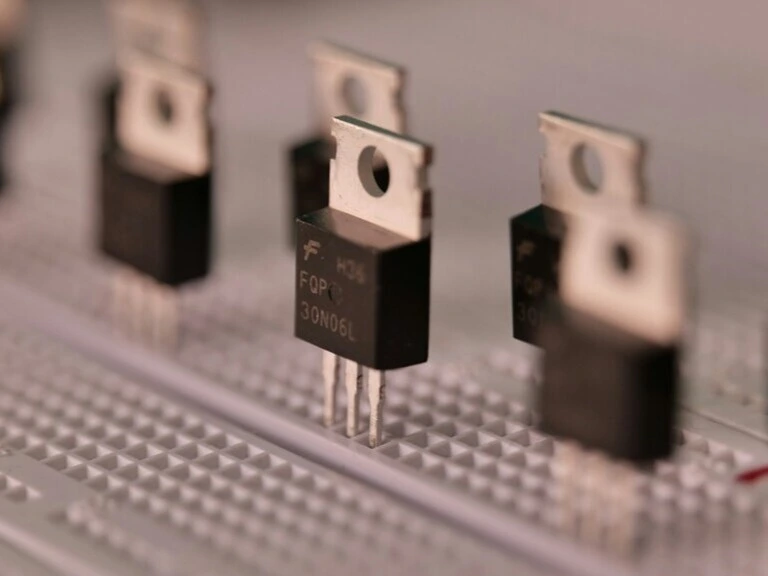 Close-up of semiconductor transistors, highlighting their design- sample 1